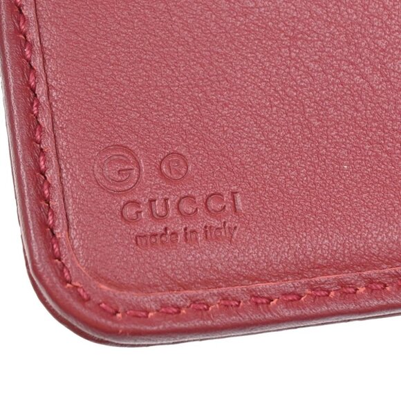 GUCCI Micro Guccissima GG Pattern Bifold Zipper Wallet Leather Red - Picture 9 of 12